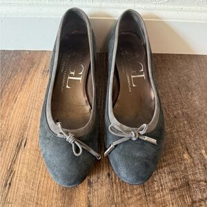 AGL Gray Suede chunky Heels- Women's Comfort Slip-Ons